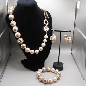 Anne Klein Pearl & Gold-Tone Statement Jewelry Set Necklace, Bracelet & Earrings